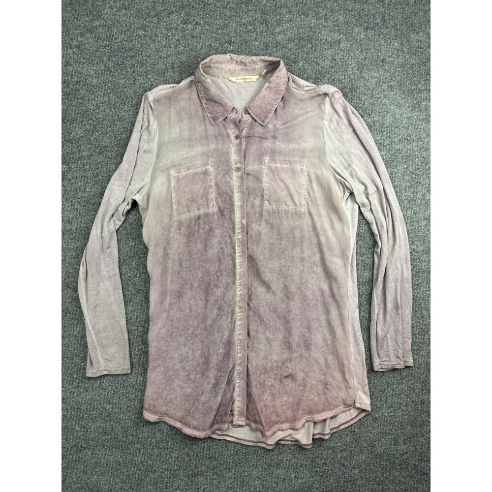 Soft Surroundings Shirt Womens Medium Ombre Button Front Tunic‎ Long Sleeve
